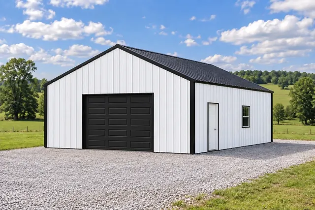 Illustrative exterior for the 30′ × 40′ pole barn garage option